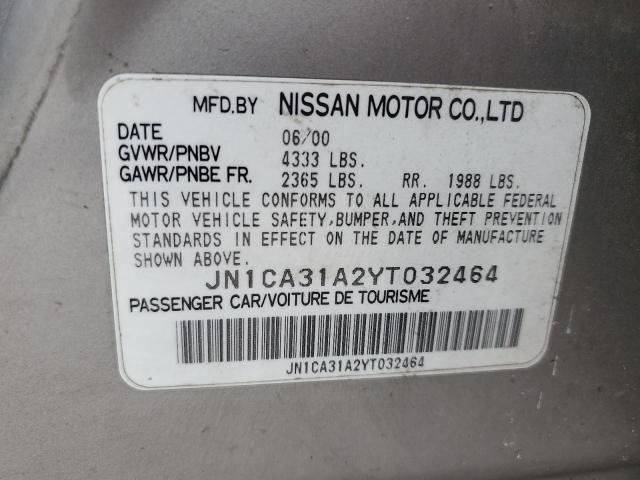 2000 Nissan Maxima Gle VIN: JN1CA31A2YT032464 Lot: 56842024