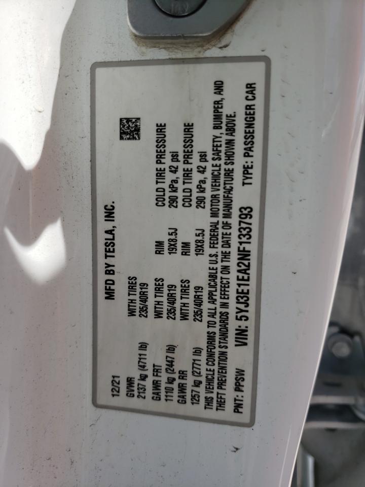 5YJ3E1EA2NF133793 2022 Tesla Model 3