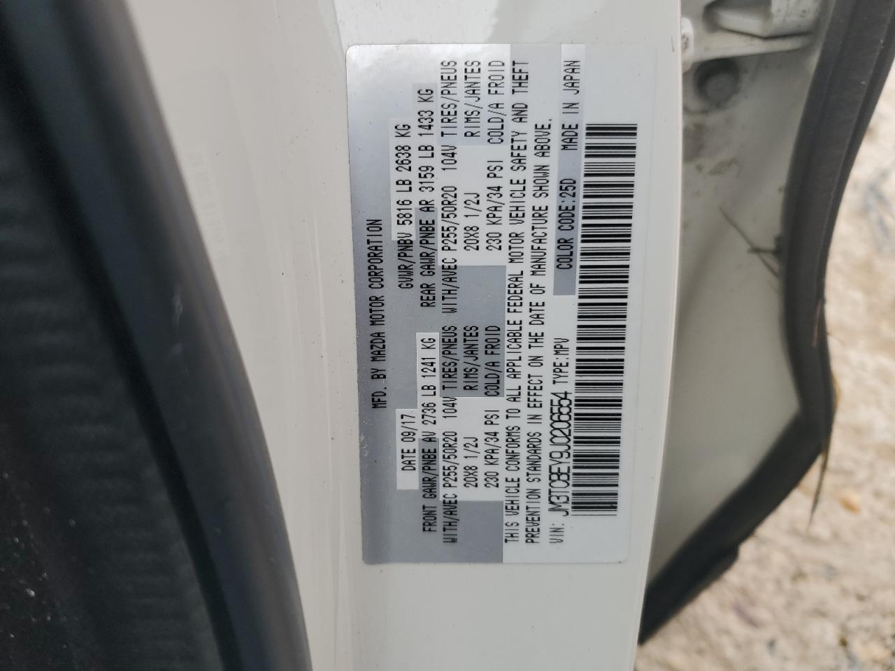 JM3TCBEY9J0206554 2018 Mazda Cx-9 Signature