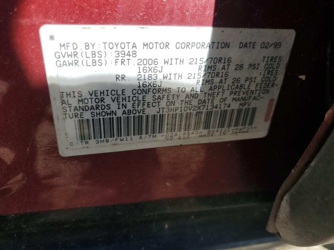 JT3HP10V2X7134174 1999 Toyota Rav4