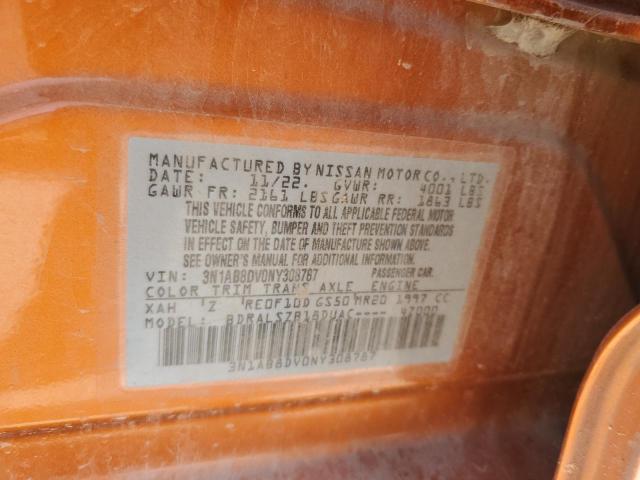 2022 Nissan Sentra Sr VIN: 3N1AB8DV0NY308787 Lot: 55729024