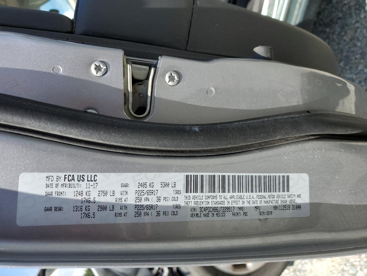 3C4PDCAB6JT229517 2018 Dodge Journey Se