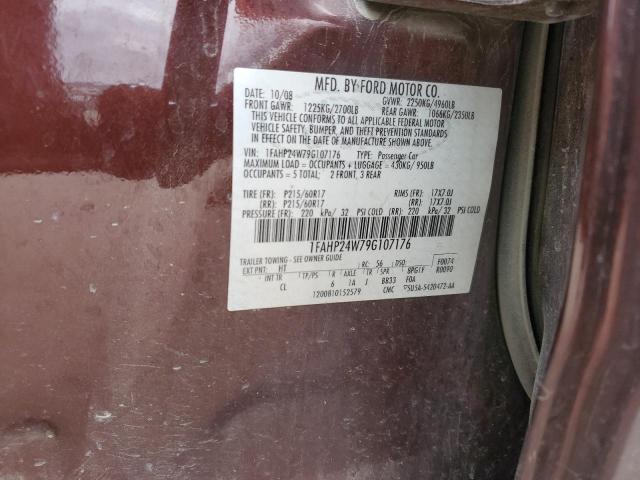 2009 Ford Taurus Sel VIN: 1FAHP24W79G107176 Lot: 53876114