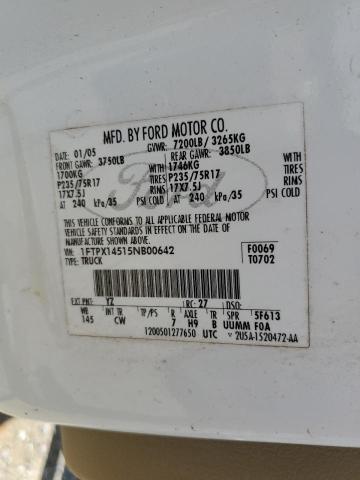 2005 Ford F150 VIN: 1FTPX14515NB00642 Lot: 56875844