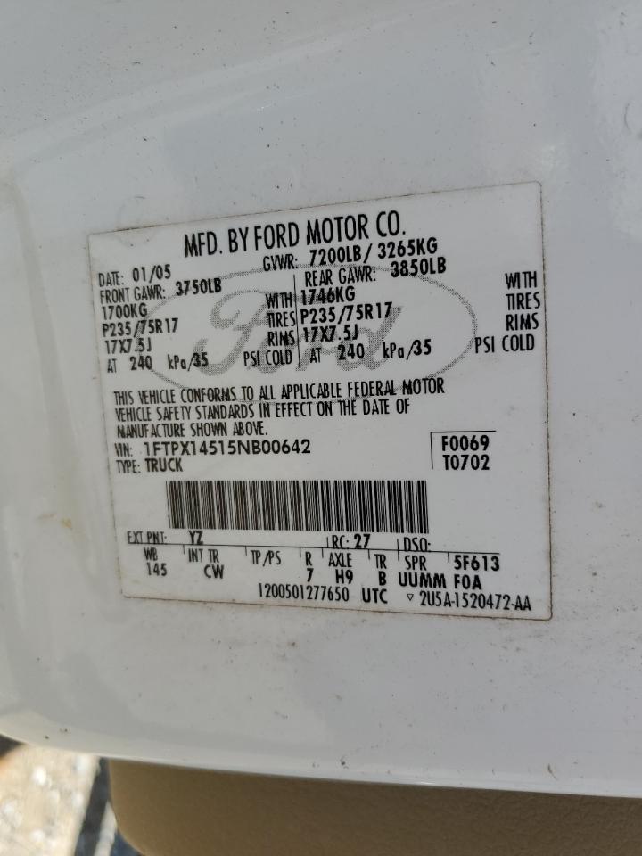 1FTPX14515NB00642 2005 Ford F150