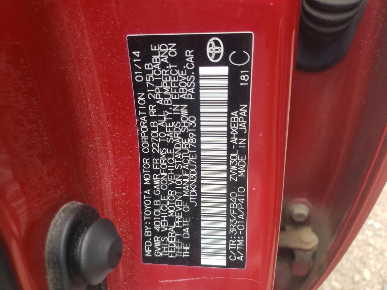 JTDKN3DU7E1789130 2014 Toyota Prius