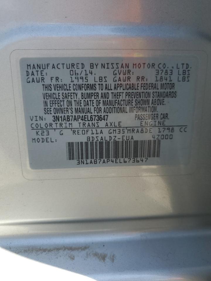 3N1AB7AP4EL673647 2014 Nissan Sentra S