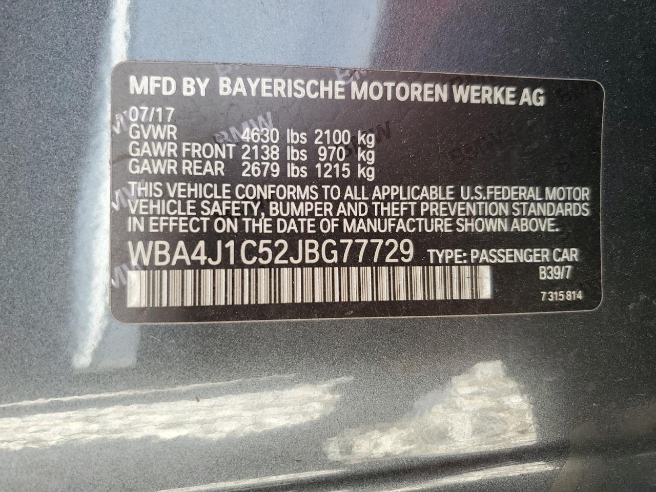 WBA4J1C52JBG77729 2018 BMW 430I Gran Coupe