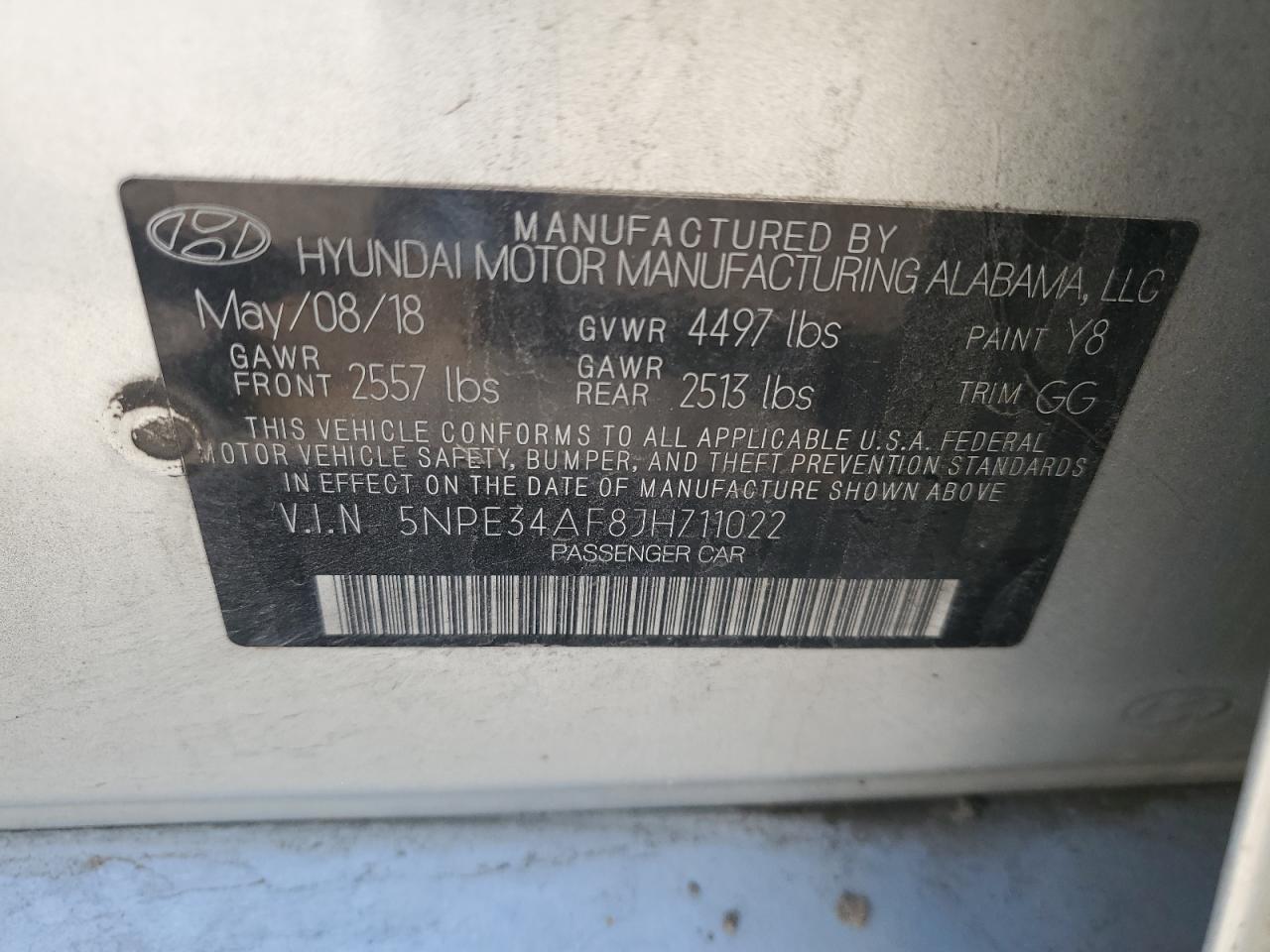 5NPE34AF8JH711022 2018 Hyundai Sonata Sport