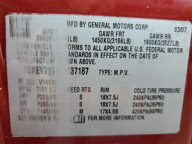 2007 GMC Acadia Slt-1 VIN: 1GKEV23767J137187 Lot: 56076674