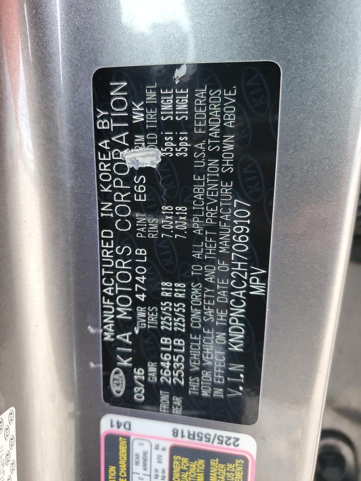 KNDPNCAC2H7069107 2017 Kia Sportage Ex