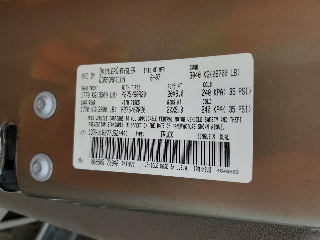 1D7HU18277J624441 2007 Dodge Ram 1500 St