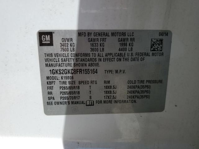 2015 GMC Yukon Xl K1500 Sle VIN: 1GKS2GKC8FR155164 Lot: 57054234