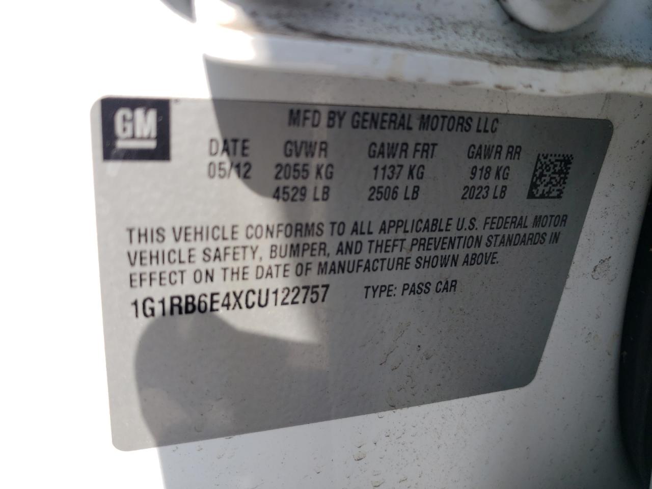 1G1RB6E4XCU122757 2012 Chevrolet Volt