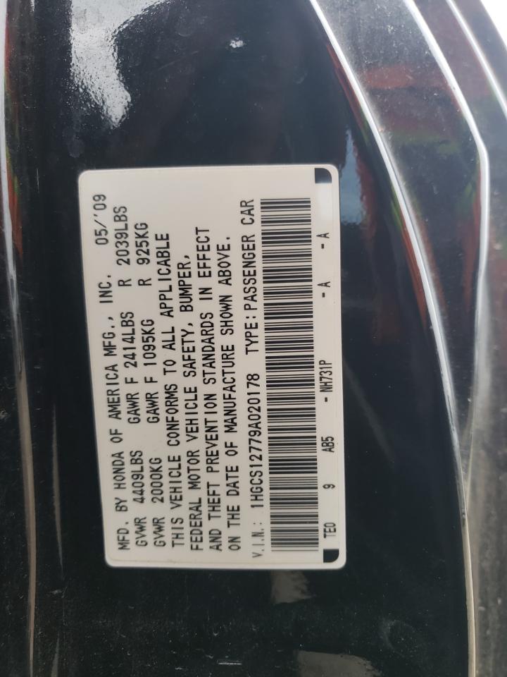 1HGCS12779A020178 2009 Honda Accord Ex