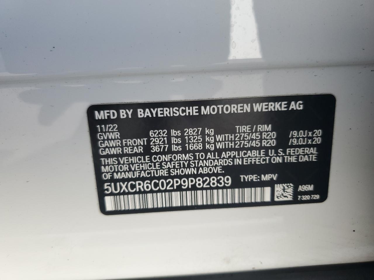 5UXCR6C02P9P82839 2023 BMW X5 xDrive40I