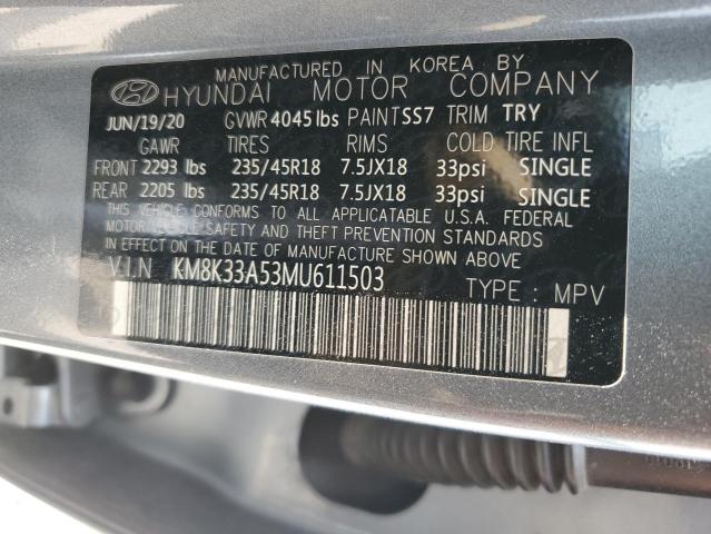 2021 Hyundai Kona Limited VIN: KM8K33A53MU611503 Lot: 55550744