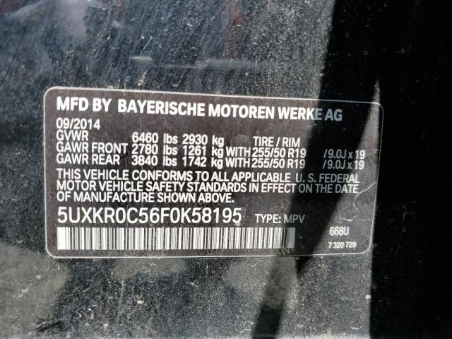 2015 BMW X5 xDrive35I VIN: 5UXKR0C56F0K58195 Lot: 57101274