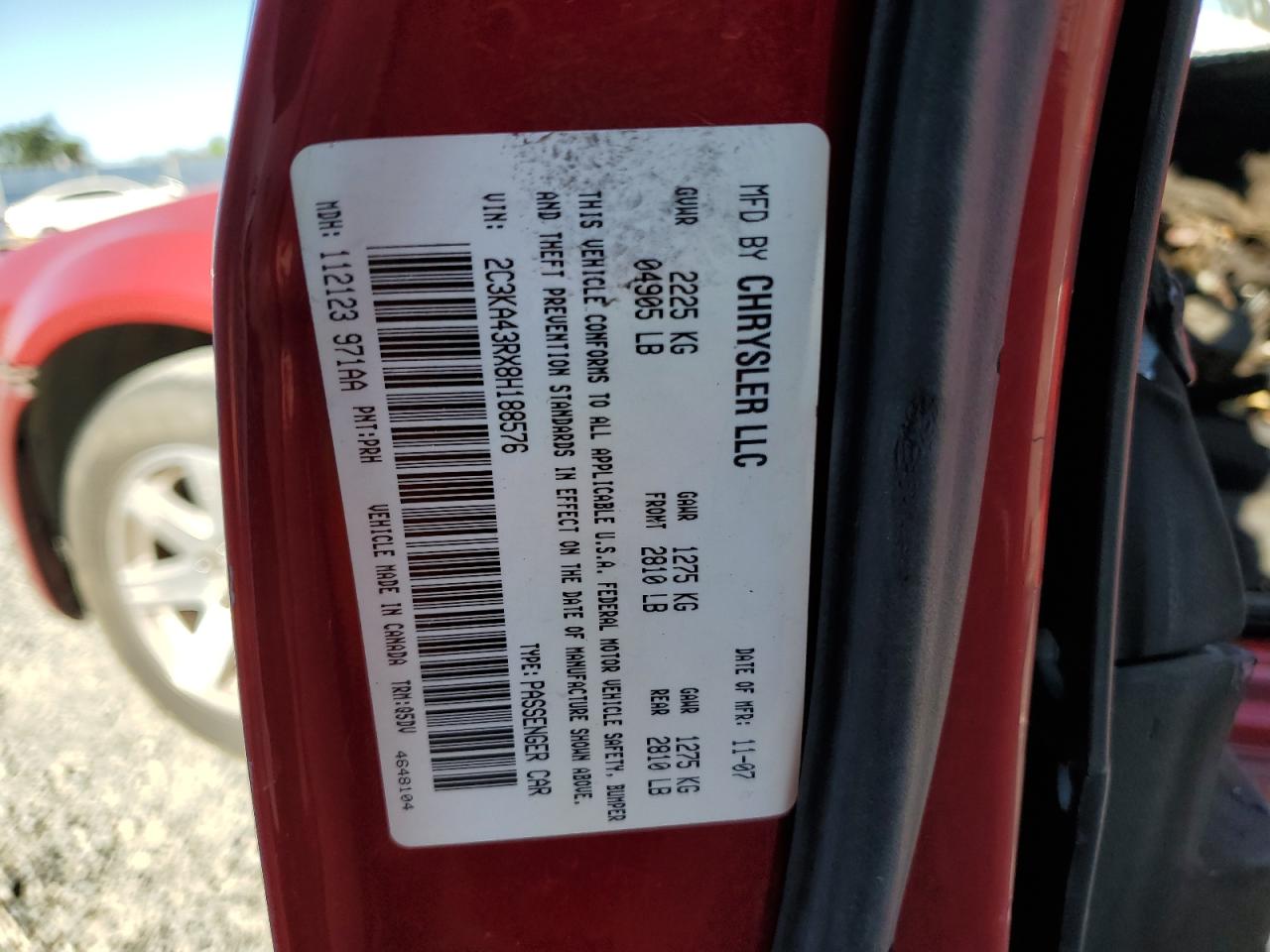 2C3KA43RX8H188576 2008 Chrysler 300 Lx