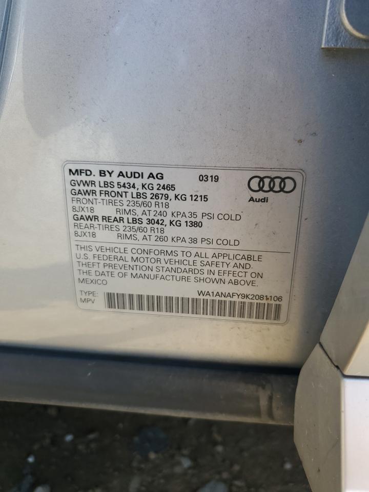 WA1ANAFY9K2081106 2019 Audi Q5 Premium