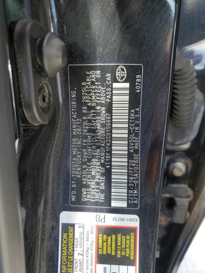 4T1BF1FK2CU156667 2012 Toyota Camry Base