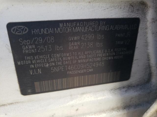 2009 Hyundai Sonata Gls VIN: 5NPET46C09H524948 Lot: 54028624