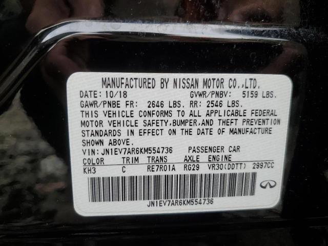 2019 Infiniti Q50 Luxe VIN: JN1EV7AR6KM554736 Lot: 56079014