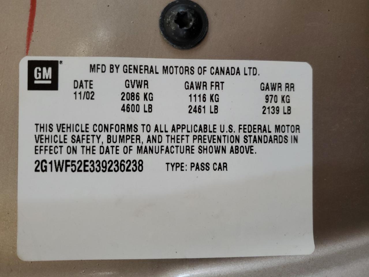 2G1WF52E339236238 2003 Chevrolet Impala
