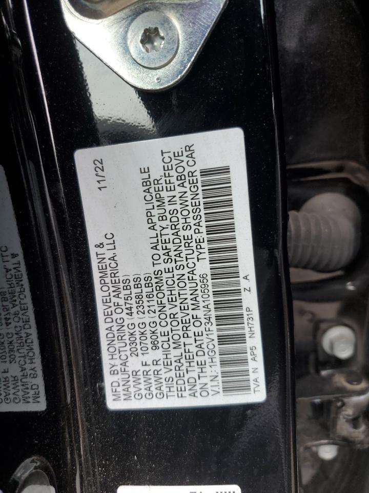 1HGCV1F34NA105956 2022 Honda Accord Sport