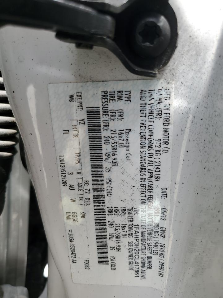 1FAHP3H20CL417861 2012 Ford Focus Sel