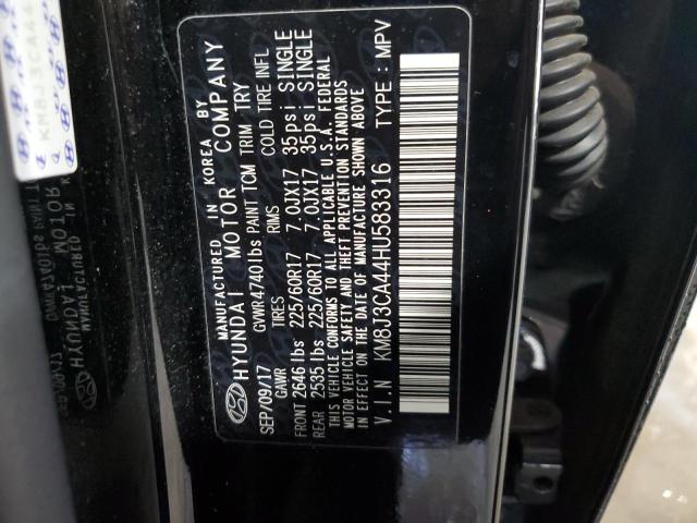 2017 Hyundai Tucson Limited VIN: KM8J3CA44HU583316 Lot: 53657054