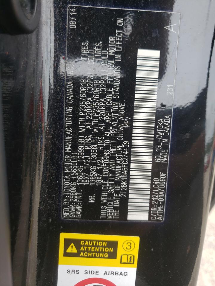 2T2BK1BA6FC274439 2015 Lexus Rx 350 Base