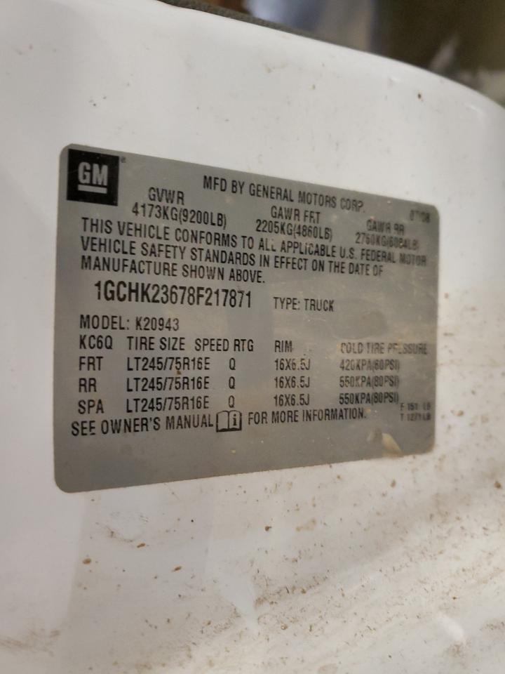 1GCHK23678F217871 2008 Chevrolet Silverado K2500 Heavy Duty