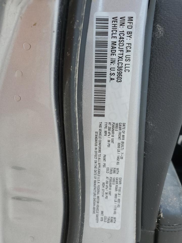 1C4SDJFTXLC369603 2020 Dodge Durango Ssv