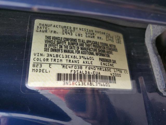 2008 Nissan Versa S VIN: 3N1BC13EX8L396601 Lot: 53771834