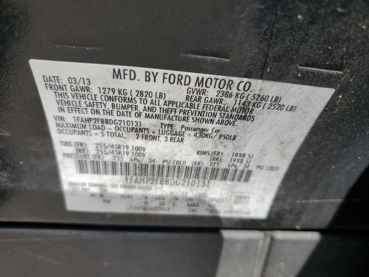 1FAHP2F88DG210131 2013 Ford Taurus Limited