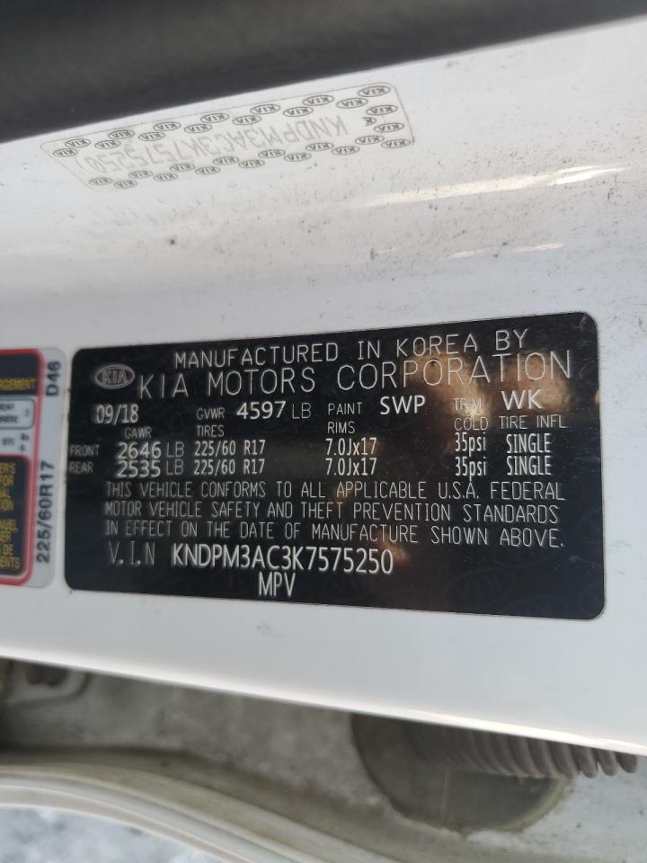 KNDPM3AC3K7575250 2019 Kia Sportage Lx