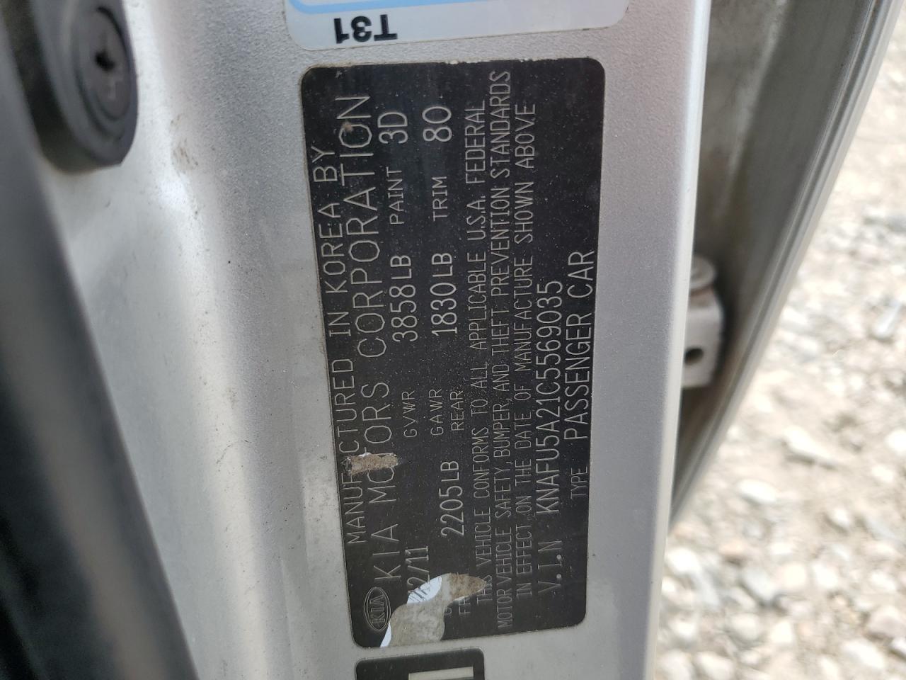 KNAFU5A21C5569035 2012 Kia Forte Ex