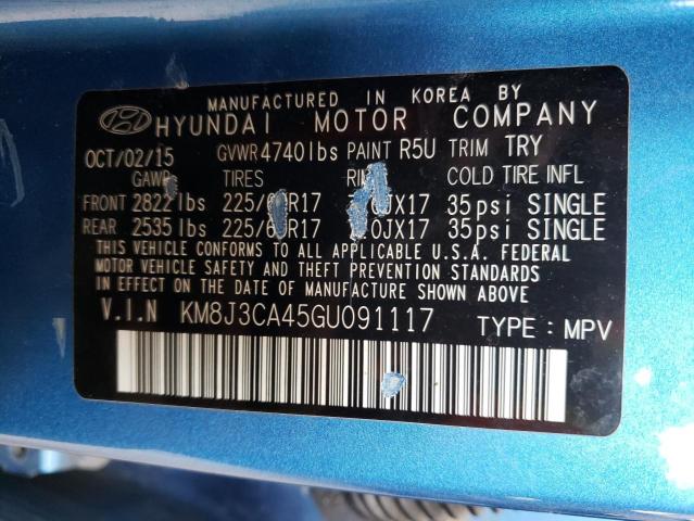 2016 Hyundai Tucson Limited VIN: KM8J3CA45GU091117 Lot: 56434024