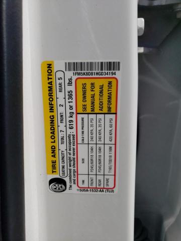 2017 Ford Explorer Xlt VIN: 1FM5K8D81HGD34194 Lot: 56458964