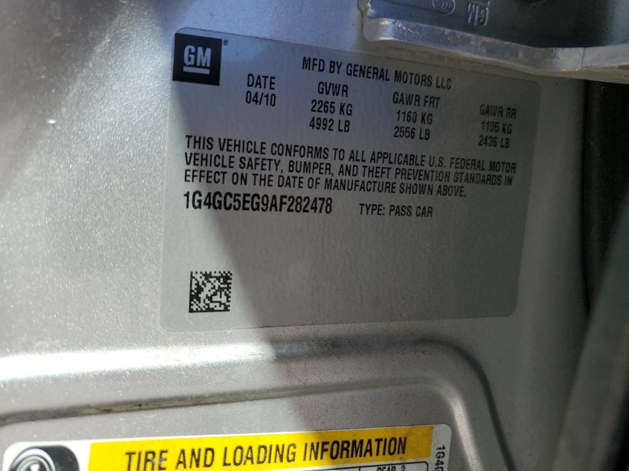 1G4GC5EG9AF282478 2010 Buick Lacrosse Cxl