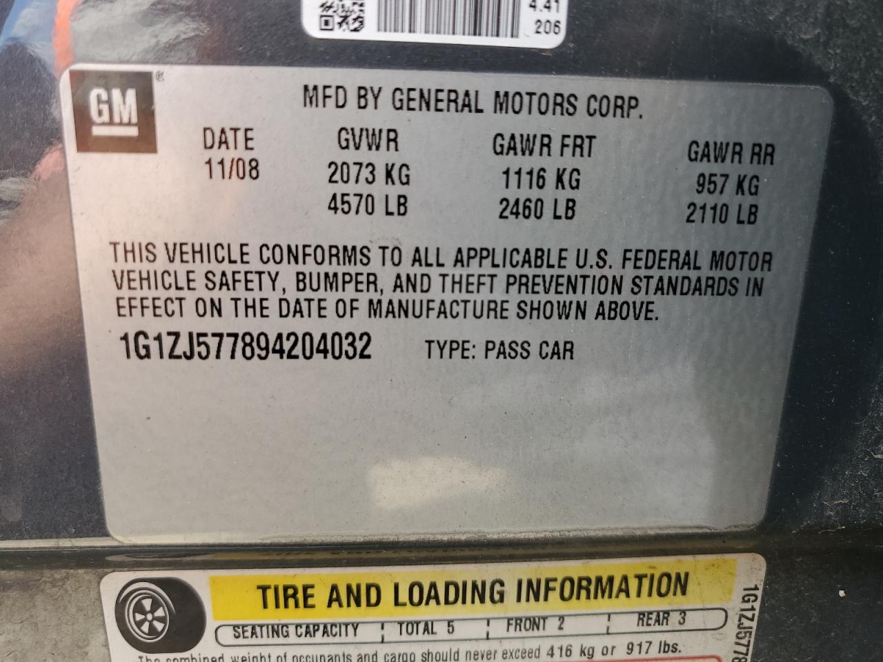 1G1ZJ577894204032 2009 Chevrolet Malibu 2Lt