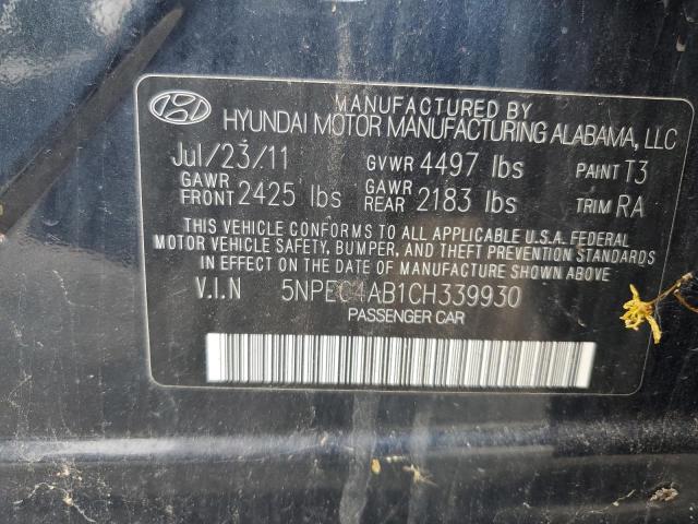 2012 Hyundai Sonata Se VIN: 5NPEC4AB1CH339930 Lot: 55747214