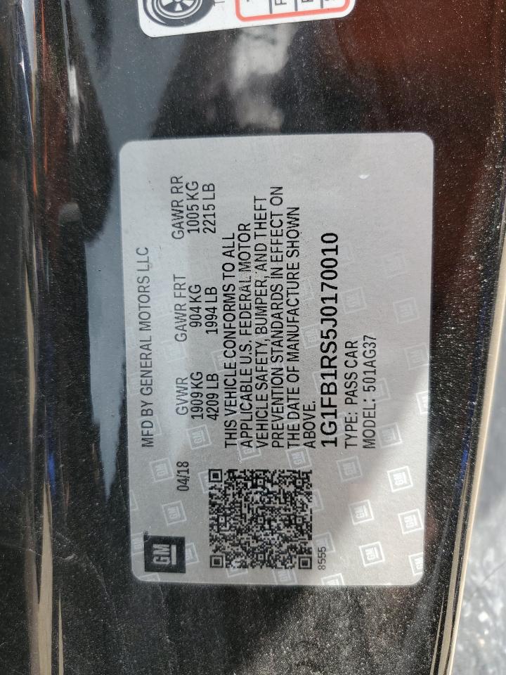 1G1FB1RS5J0170010 2018 Chevrolet Camaro Lt