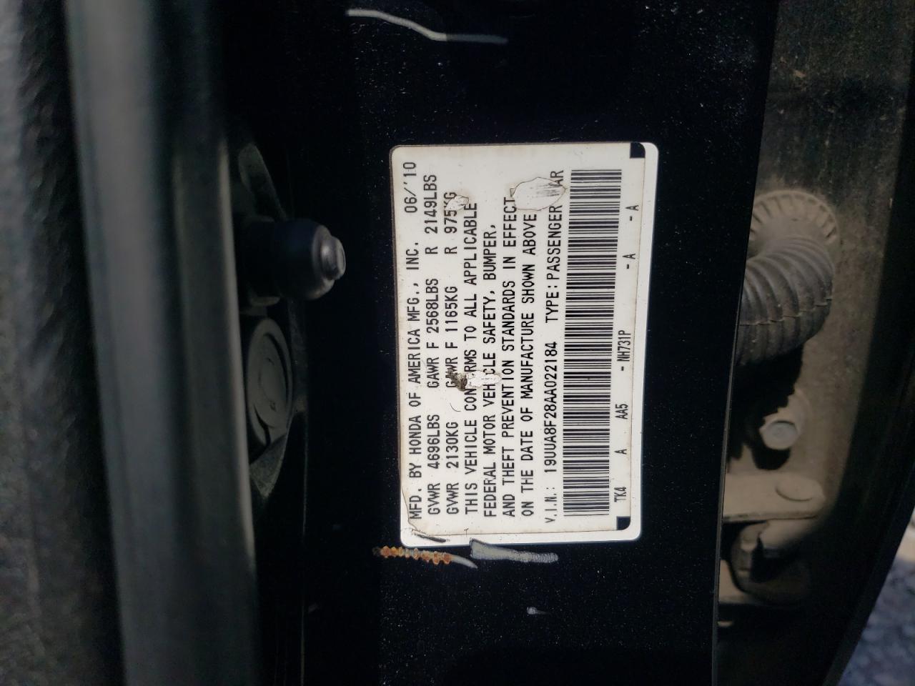 19UUA8F28AA022184 2010 Acura Tl