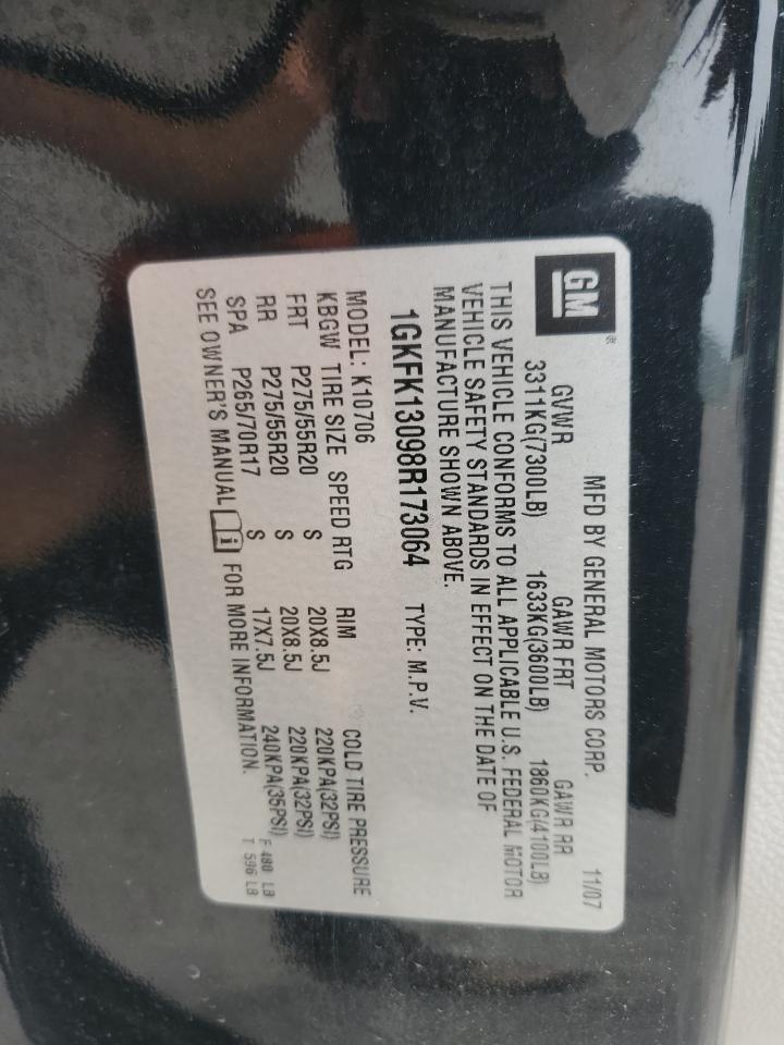 1GKFK13098R173064 2008 GMC Yukon