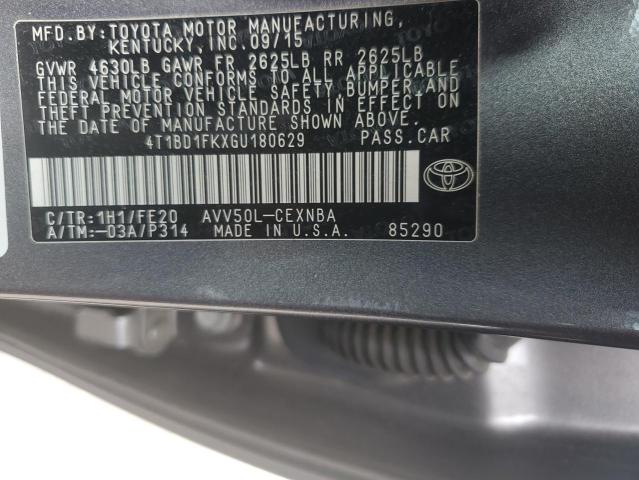 2016 Toyota Camry Hybrid VIN: 4T1BD1FKXGU180629 Lot: 54435854