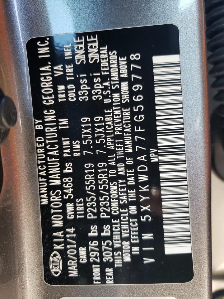 5XYKWDA77FG569778 2015 Kia Sorento Sx