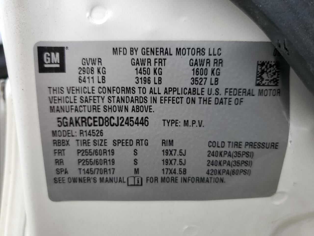 5GAKRCED8CJ245446 2012 Buick Enclave