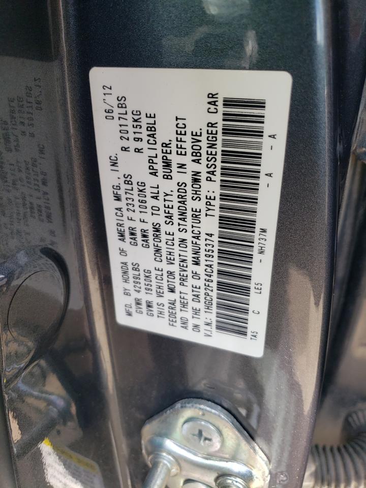 1HGCP2F64CA195374 2012 Honda Accord Se